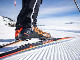 coppia, neve, sci di fondo, pattinaggio