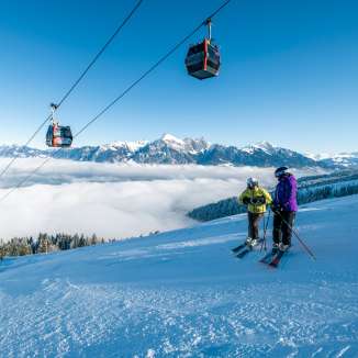 Pizolbahnen invernali Pizol, inverno, neve, cielo azzurro, skilift, mare di nebbia, Pizolbahnen, umore mattutino, cabinovia, sci, pista