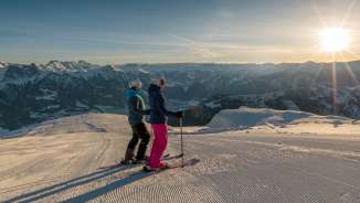 Magia dell'inverno, Pizol, sci di piacere, neve, cielo azzurro, montagne, abeti innevati, sole, valle, montagne innevate, Alpi, panorami, cime
