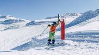 Bambino che scia sulla Funslope del Pizol