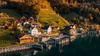 Quarten, Quinten, Lago di Walen, colori autunnali, sole mattutino, autunno