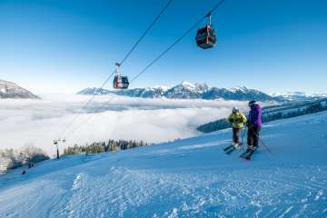 Pizol, inverno, neve, cielo azzurro, skilift, mare di nebbia, Pizolbahnen, umore mattutino, cabinovia, sci, pista