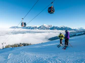 Pizol, inverno, neve, cielo azzurro, skilift, mare di nebbia, Pizolbahnen, umore mattutino, cabinovia, sci, pista